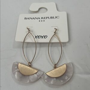 Banana Republic Gold and White Statement Earrings‎